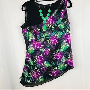 Ashley Stewart | Asymmetrical Blouse | Black | 12